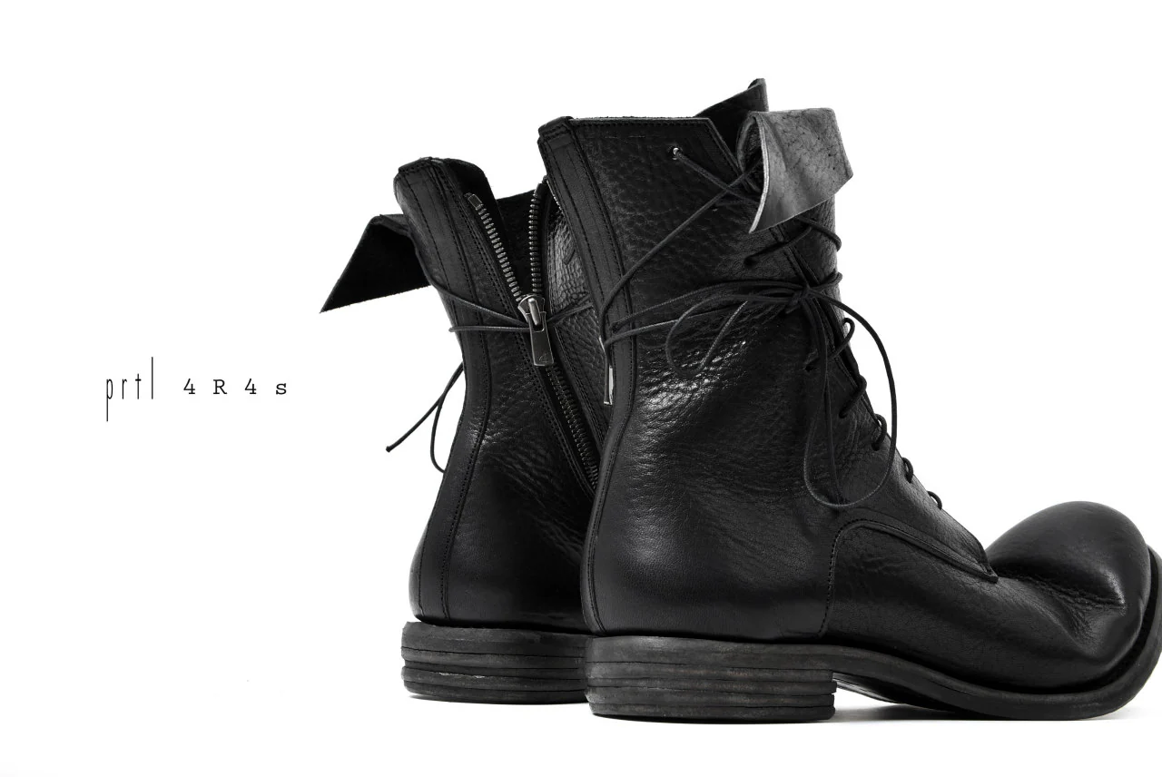 prtl x 4R4s exclusive Twisted Lace Boots / Waxy Steer "No4-2" (BLACK) - Image 34