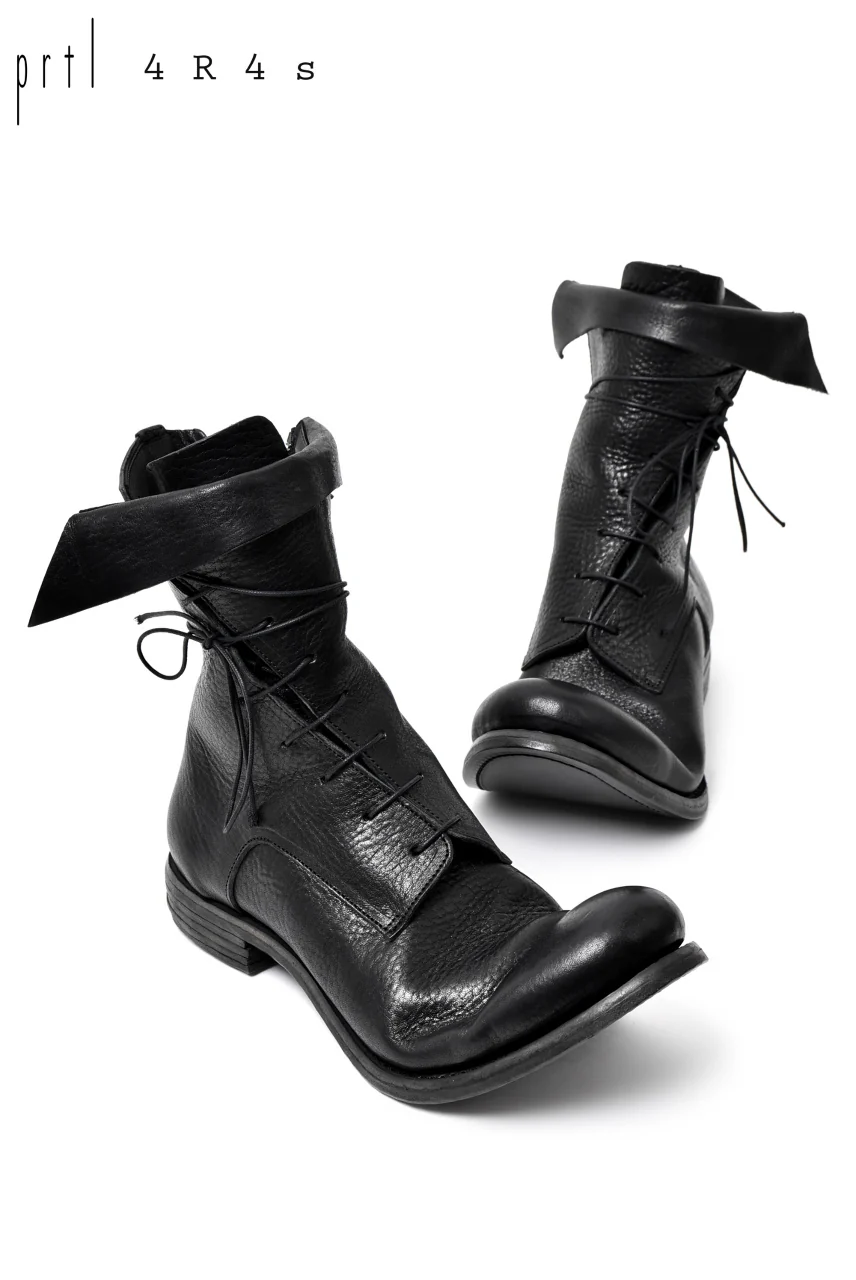 prtl x 4R4s exclusive Twisted Lace Boots / Waxy Steer "No4-2" (BLACK) - Image 4