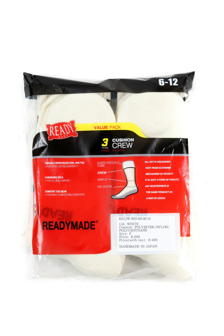 READYMADE 3 PAIRS CREW SOCKS FIRE (WHITE) - Image 3