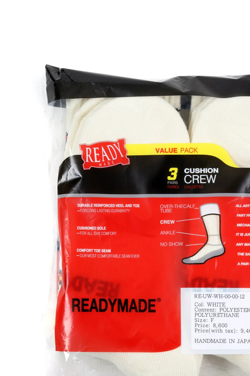 READYMADE 3 PAIRS CREW SOCKS FIRE (WHITE) - Image 5