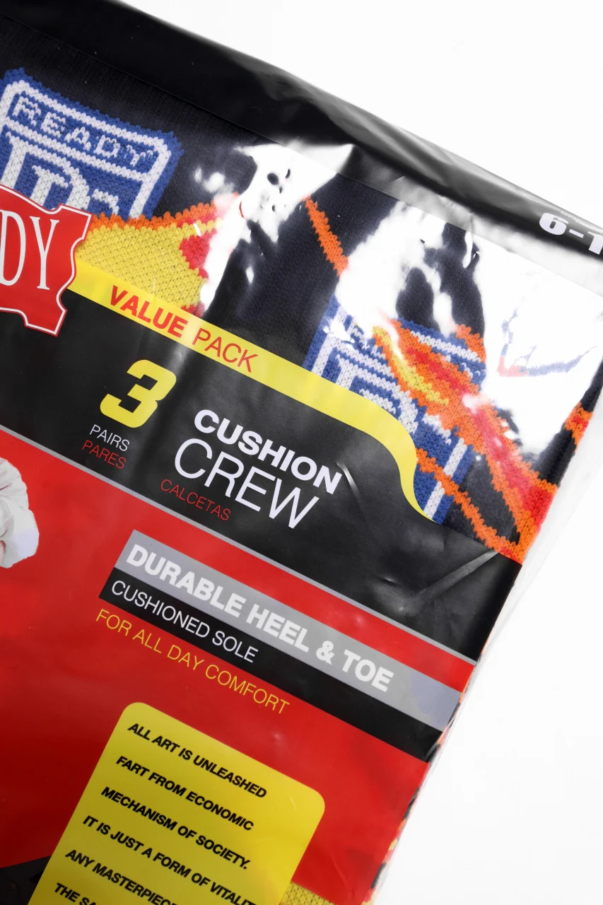 READYMADE 3P CREW SOCKS FIRE (BLACK) - Image 3