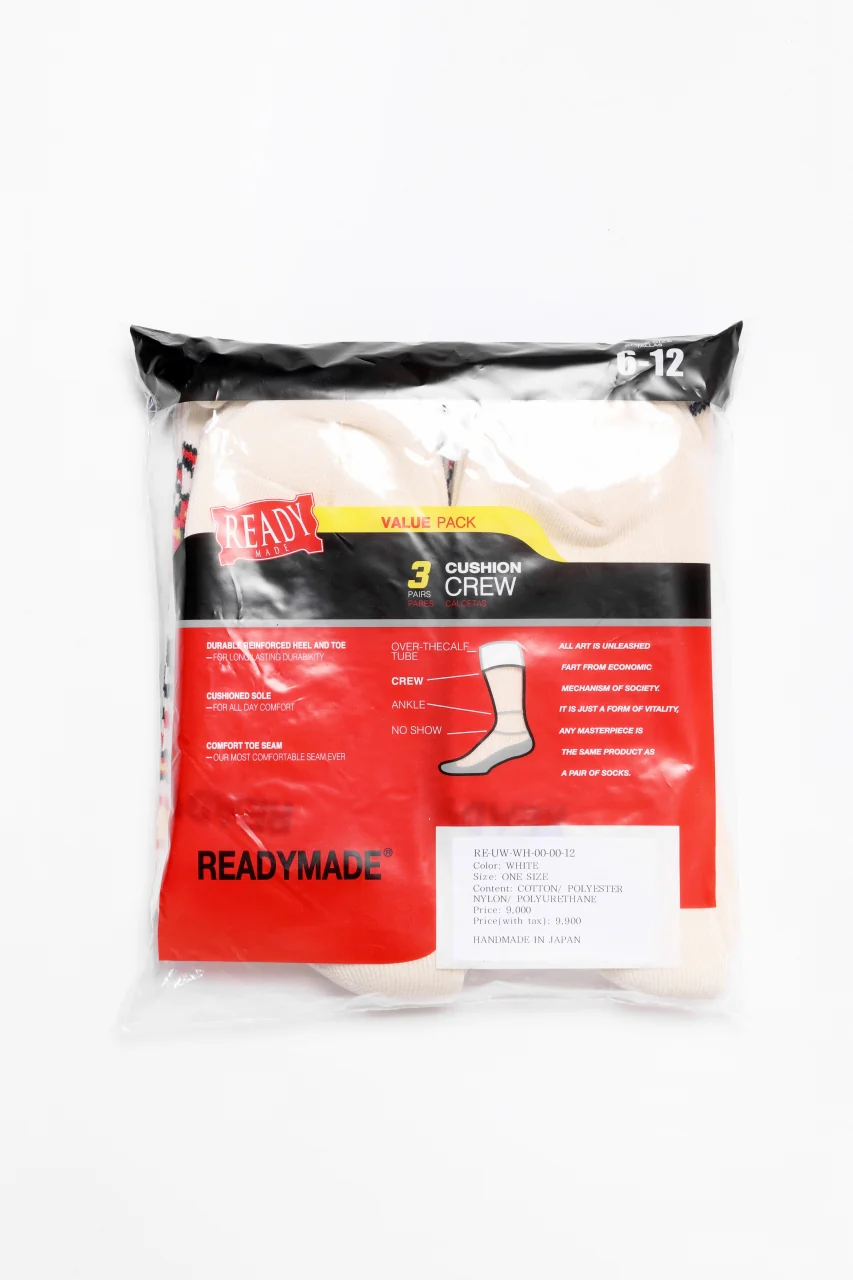 READYMADE 3P CREW SOCKS FIRE (WHITE) - Image 2