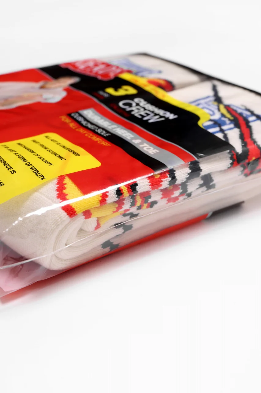 READYMADE 3P CREW SOCKS FIRE (WHITE) - Image 6