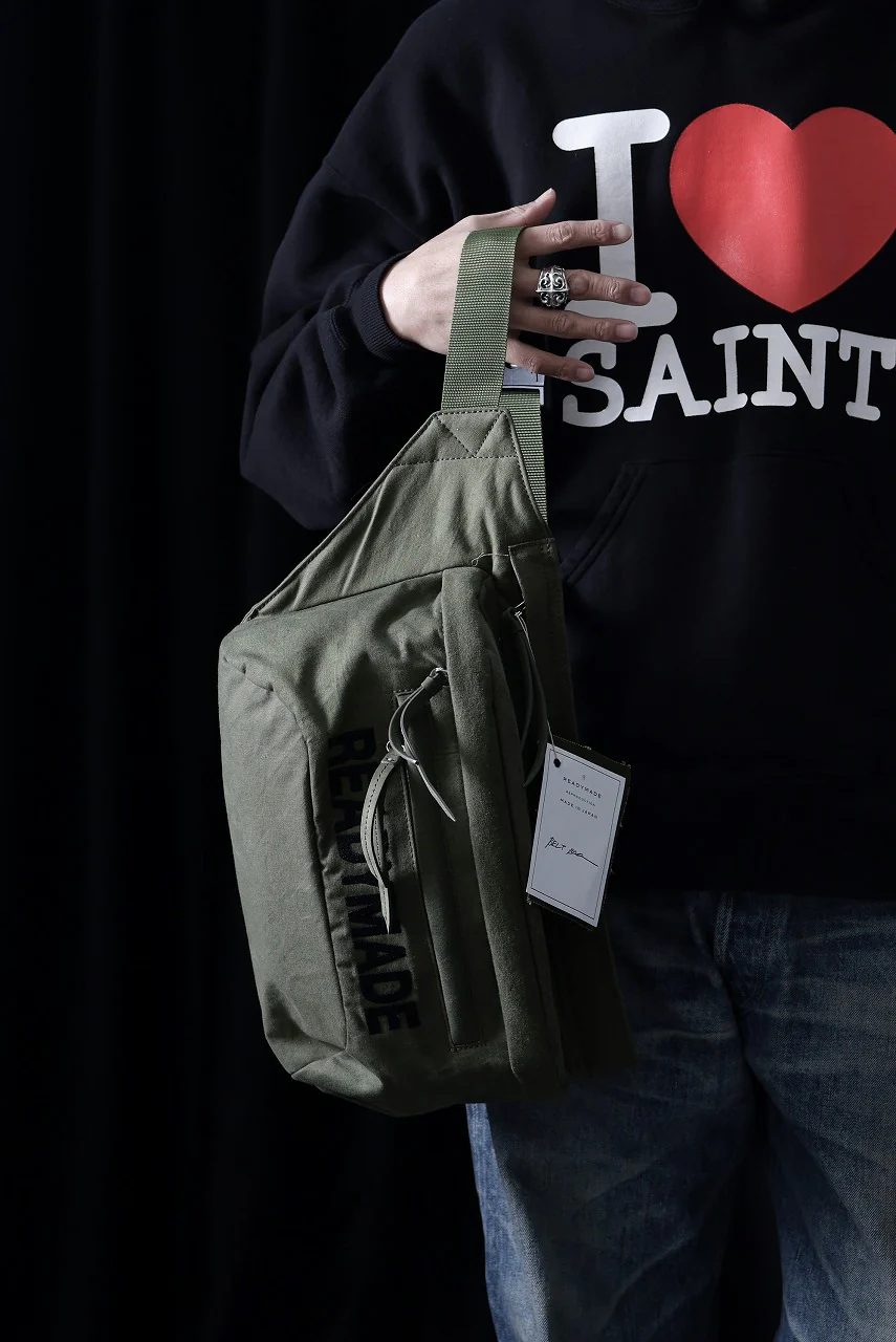 READYMADE BELT BAG - Remade from Vintage Military Tent Fabric (KHAKI) - Image 9