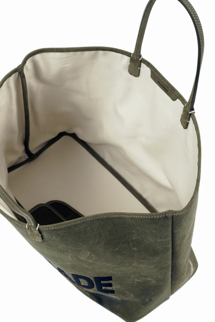 READYMADE DOROTHY BAG LARGE - Remade from Vintage Military Canvas (KHAKI) - Image 9
