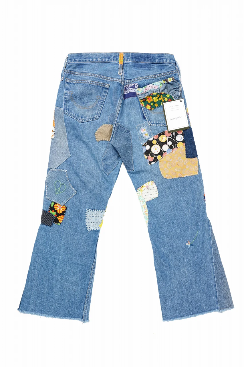 READYMADE HIPPIE DENIM PANTS / VINTAGE REMAKE + ART CRAFT (BLUE) - Image 2