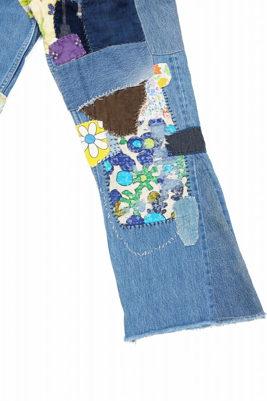 READYMADE HIPPIE DENIM PANTS / VINTAGE REMAKE + ART CRAFT (BLUE) - Image 6