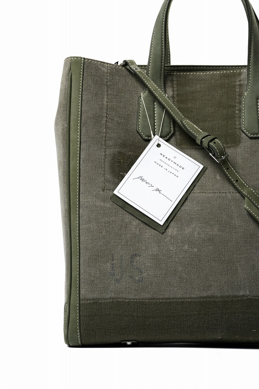 READYMADE PEGGY BAG NO LOGO - Remade from Vintage Military Canvas (KHAKI) - Image 4