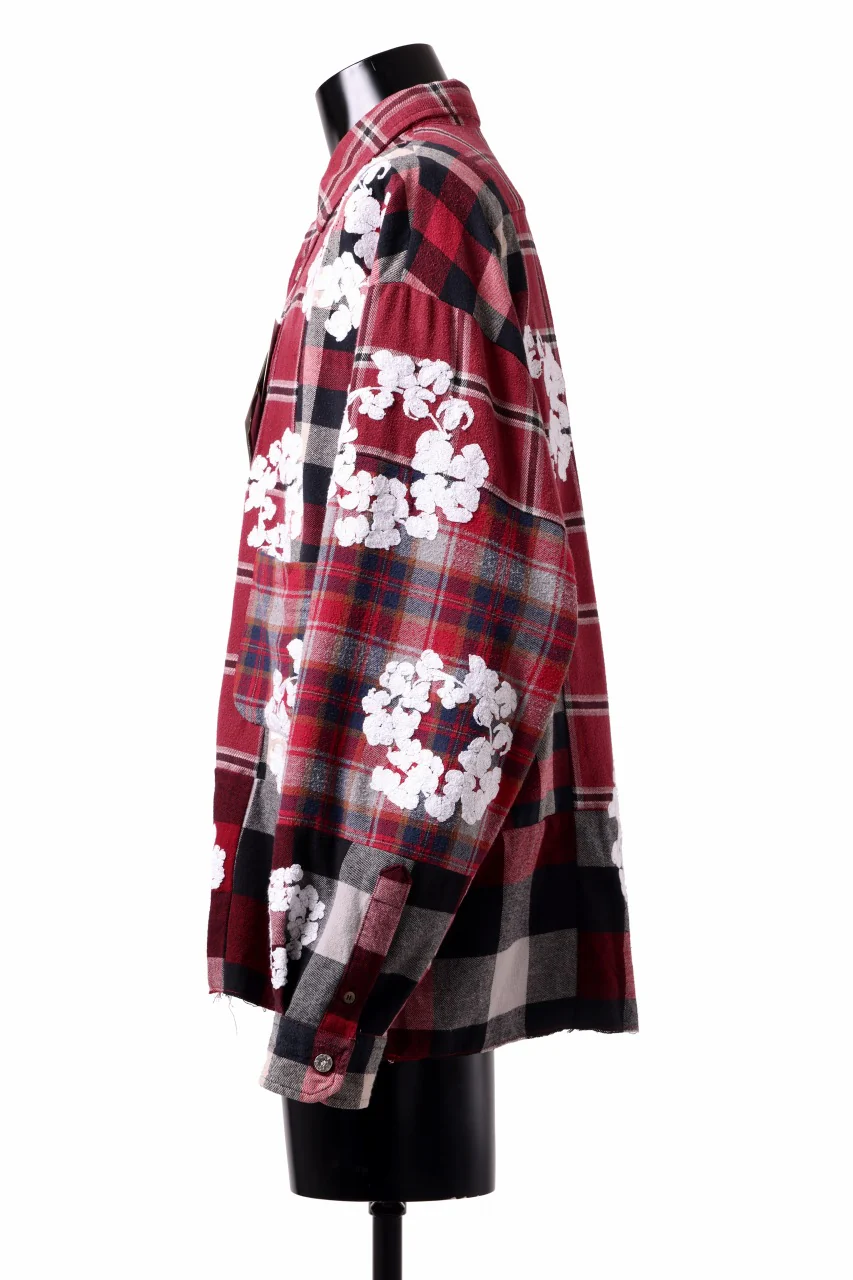 READYMADE x DENIM TEARS COTTON WREATH CHECK SHIRT (RED) - Image 3