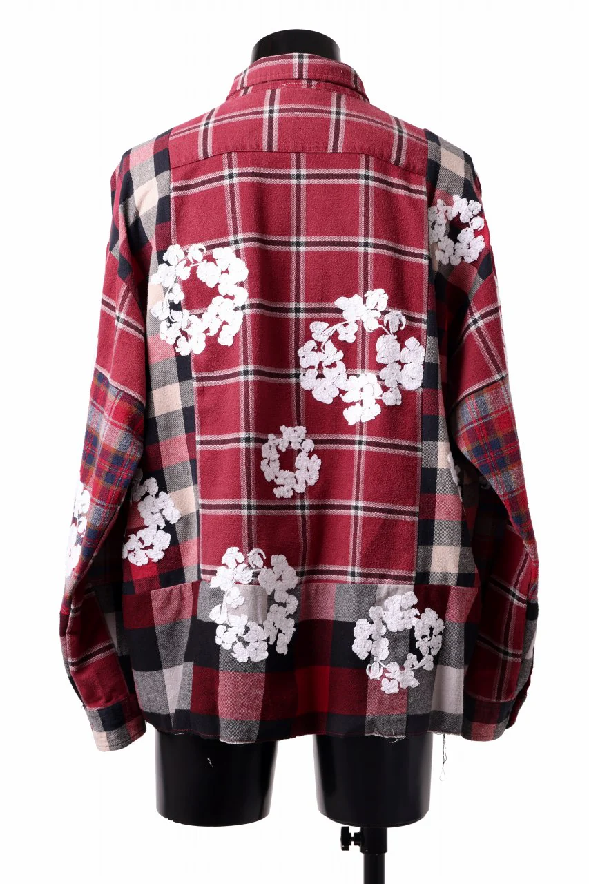READYMADE x DENIM TEARS COTTON WREATH CHECK SHIRT (RED) - Image 4