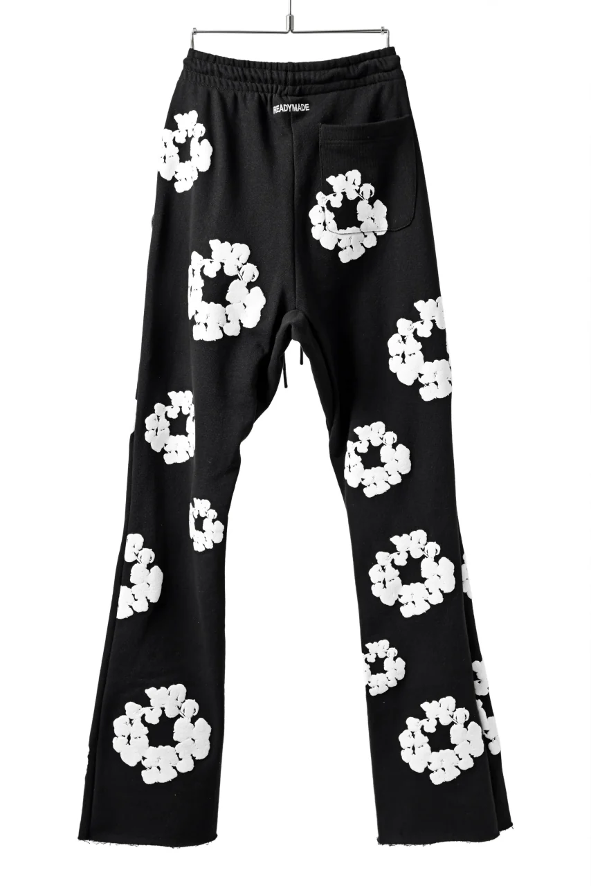 READYMADE x DENIM TEARS COTTON WREATH SWEAT FLARE PANTS (BLACK) - Image 3