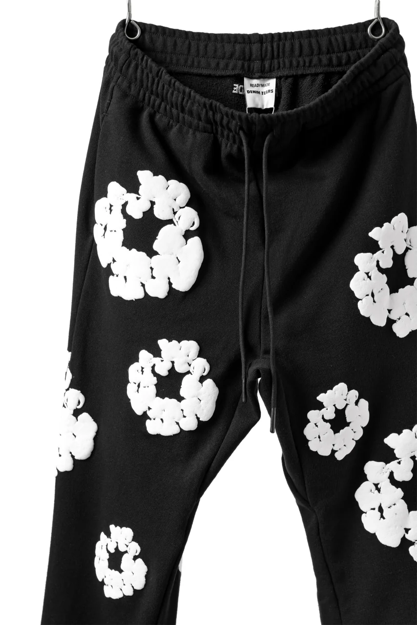 READYMADE x DENIM TEARS COTTON WREATH SWEAT FLARE PANTS (BLACK) - Image 4