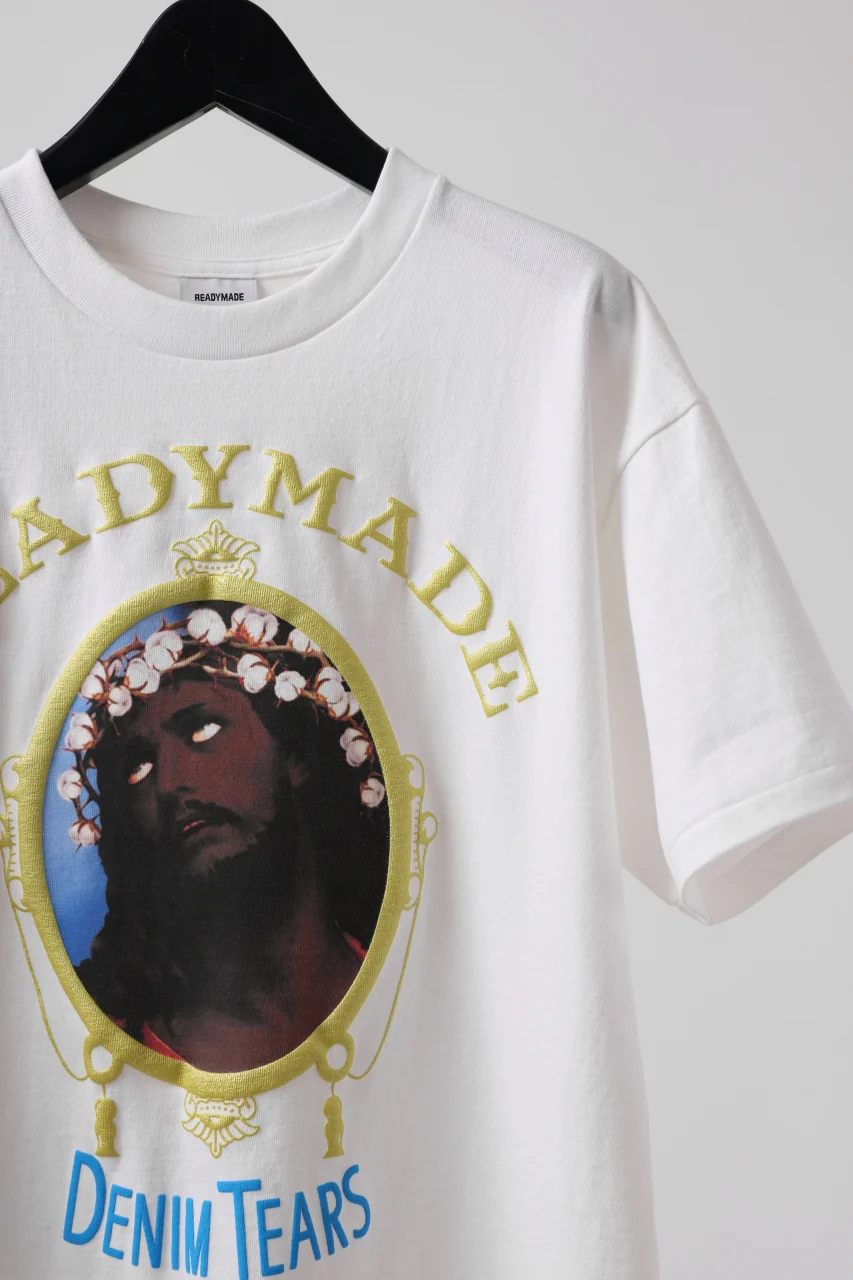 READYMADE x DENIM TEARS COTTON WREATH TEE (WHITE) - Image 4