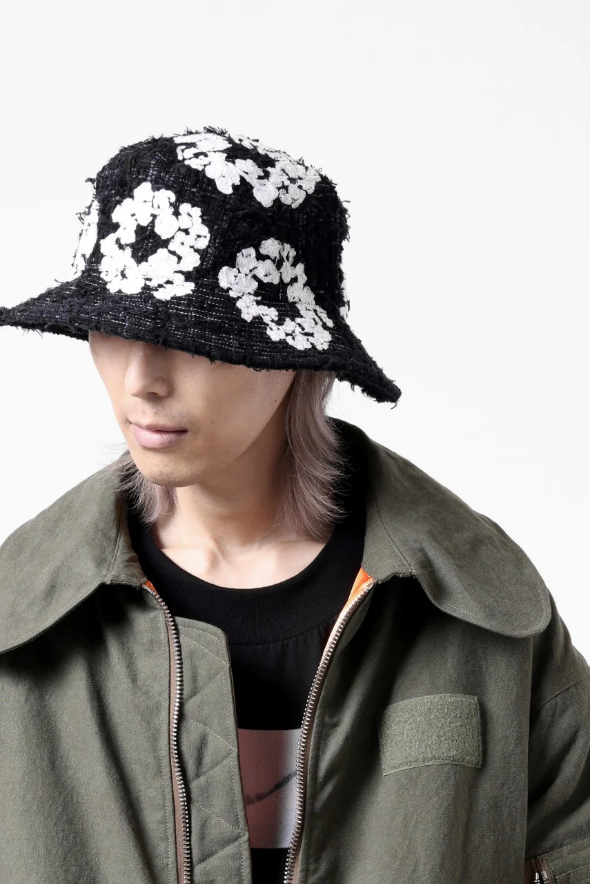 READYMADE x DENIM TEARS COTTON WREATH TWEED BUCKET HAT (BLACK) - Image 18