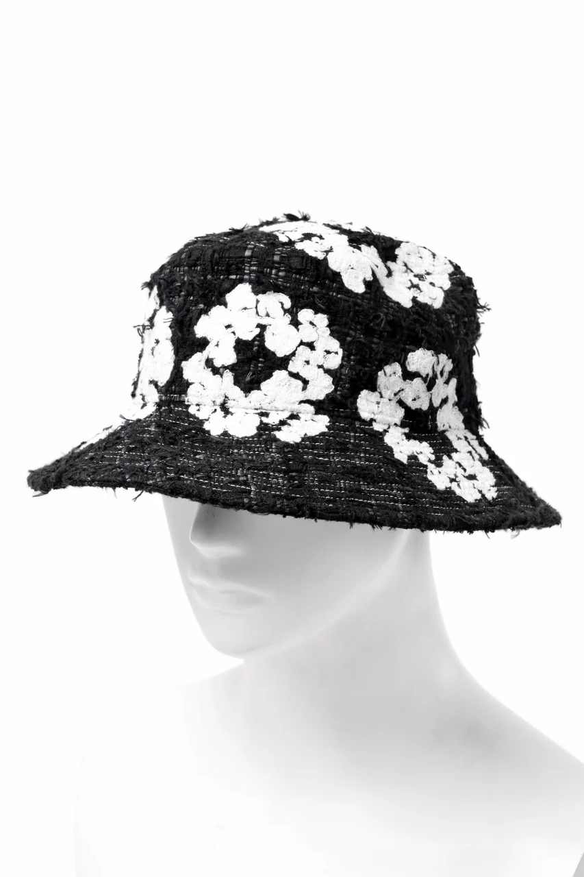READYMADE x DENIM TEARS COTTON WREATH TWEED BUCKET HAT (BLACK) - Image 2