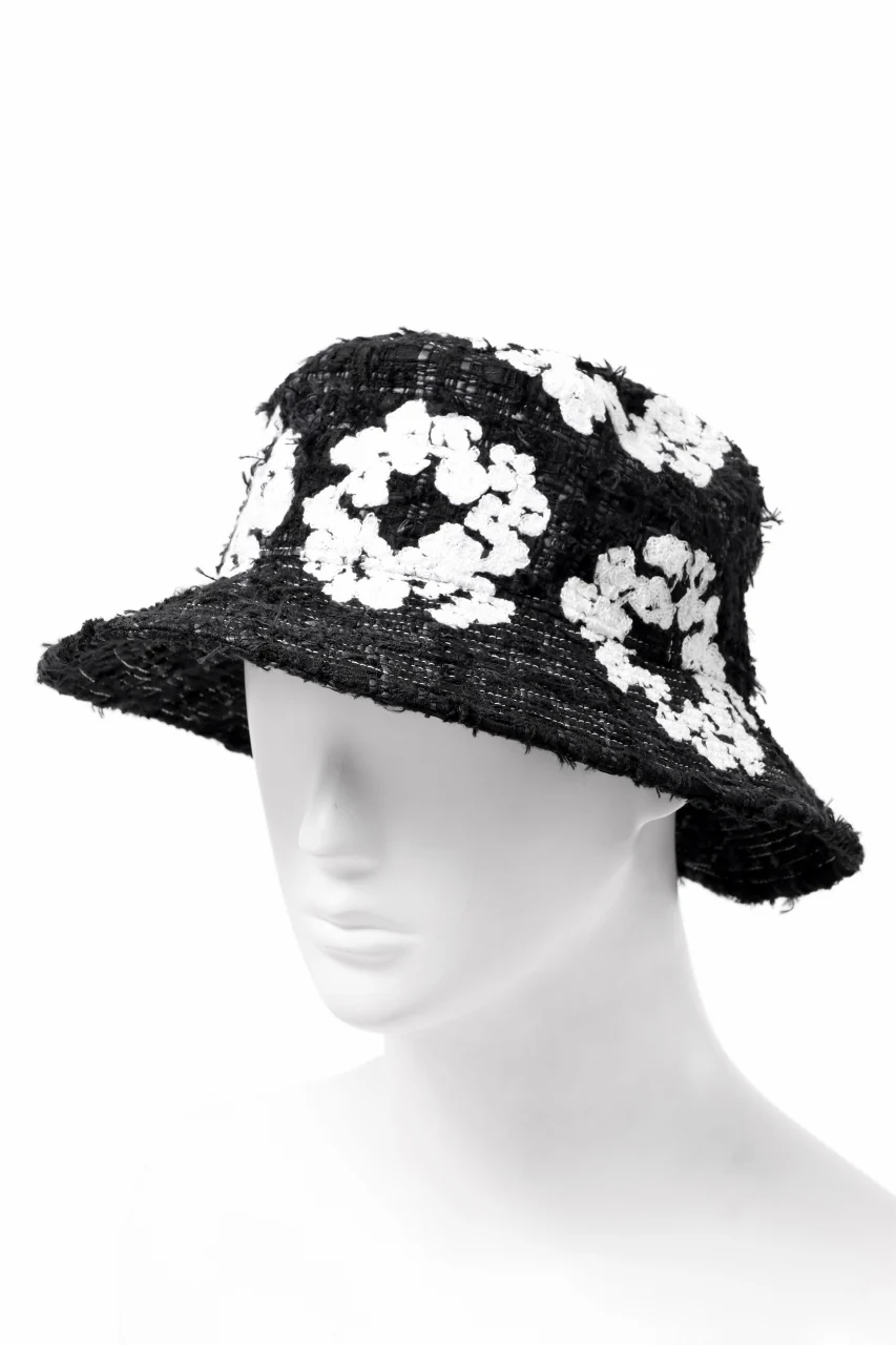 READYMADE x DENIM TEARS COTTON WREATH TWEED BUCKET HAT (BLACK) - Image 3