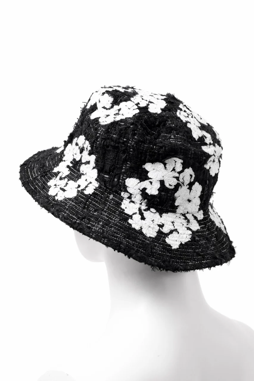 READYMADE x DENIM TEARS COTTON WREATH TWEED BUCKET HAT (BLACK) - Image 5
