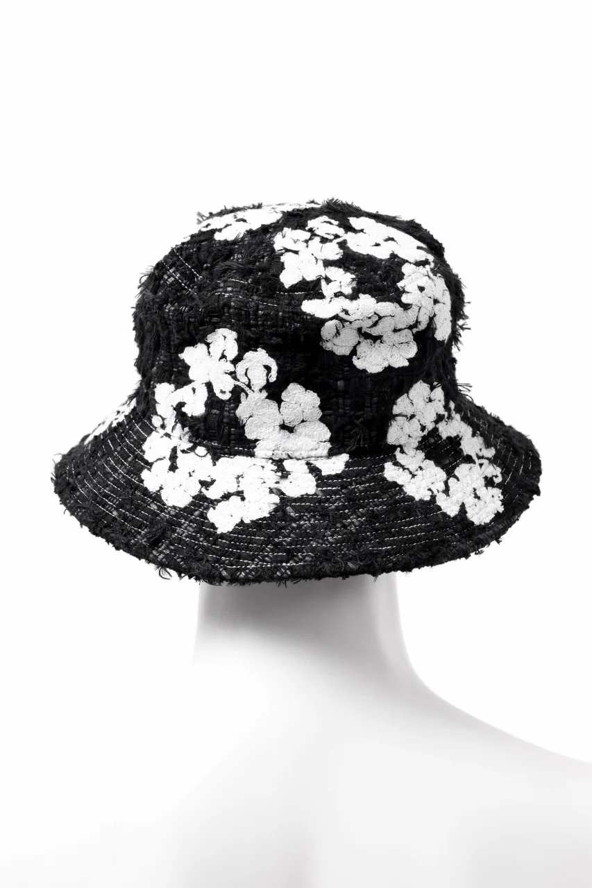 READYMADE x DENIM TEARS COTTON WREATH TWEED BUCKET HAT (BLACK) - Image 6