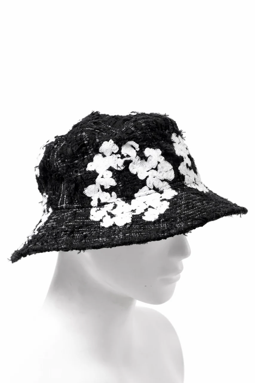 READYMADE x DENIM TEARS COTTON WREATH TWEED BUCKET HAT (BLACK) - Image 8