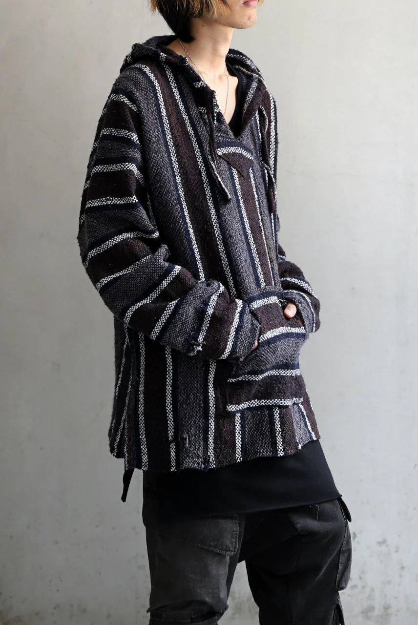 RESURRECTION HANDMADE distressed rag hoodie (MULTI STRIPE) - Image 10