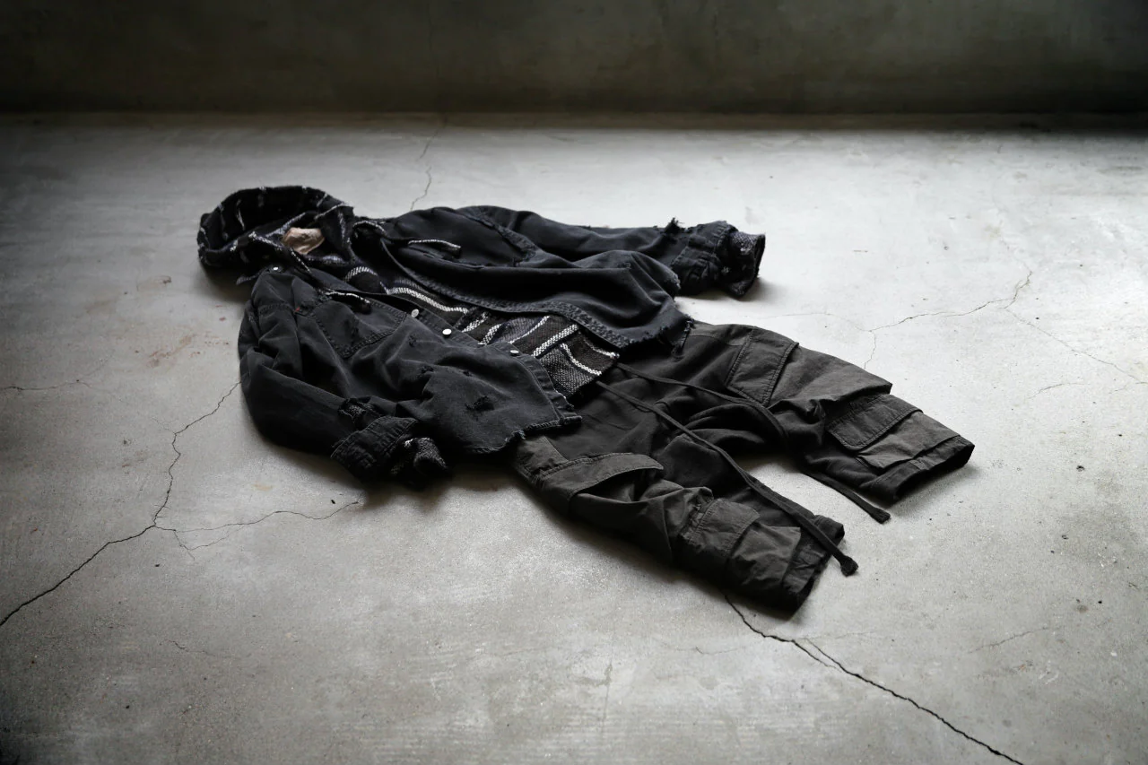 RESURRECTION HANDMADE distressed rag hoodie (MULTI STRIPE) - Image 36