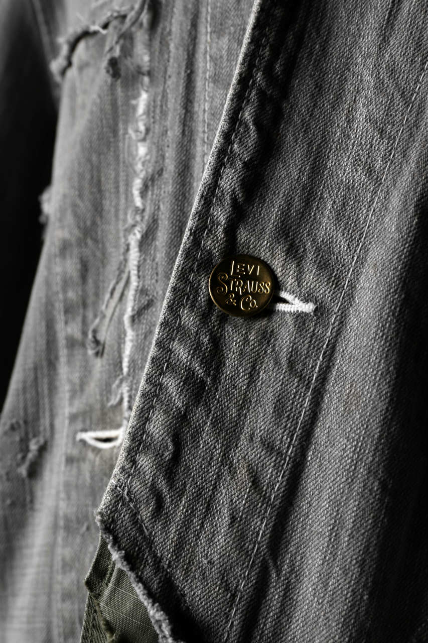 RESURRECTION HANDMADE combination denim coverall jacket (GREY×ARMY) - Image 16
