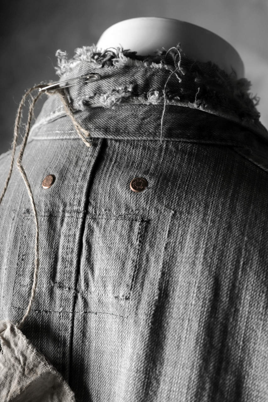 RESURRECTION HANDMADE combination denim coverall jacket (GREY×ARMY) - Image 20