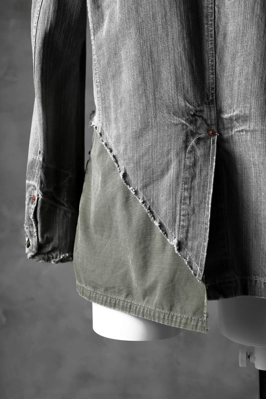 RESURRECTION HANDMADE combination denim coverall jacket (GREY×ARMY) - Image 21