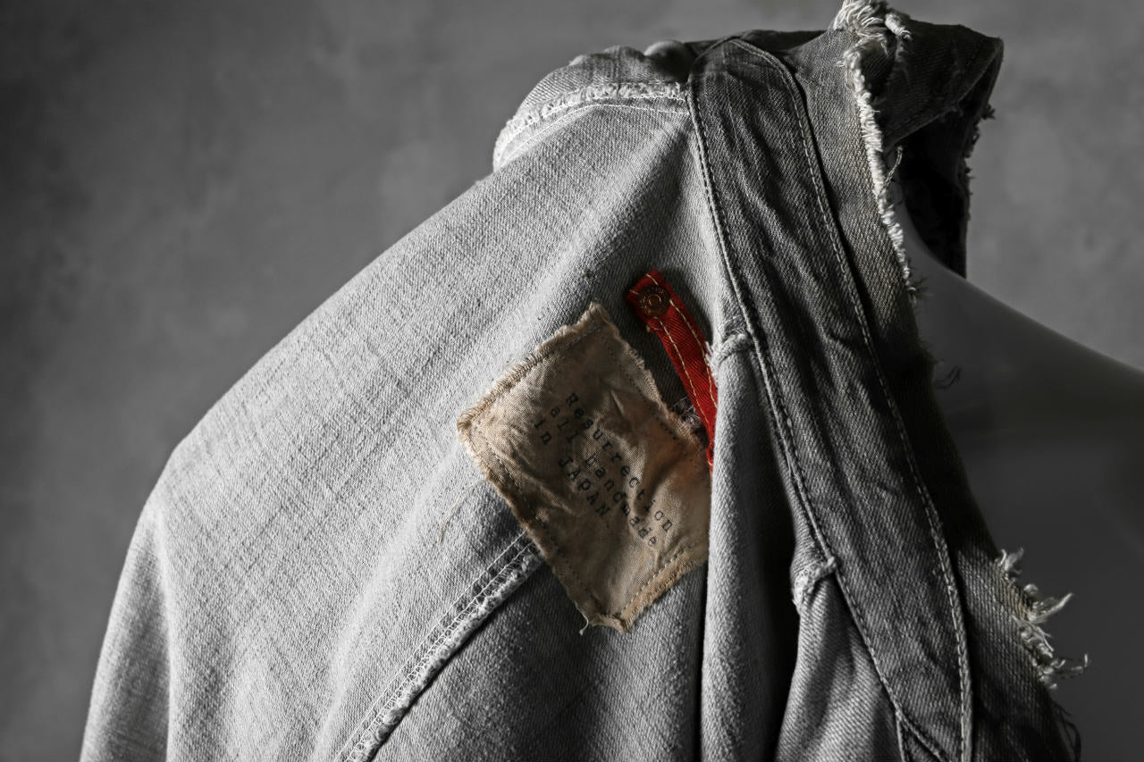 RESURRECTION HANDMADE combination denim coverall jacket (GREY×ARMY) - Image 25