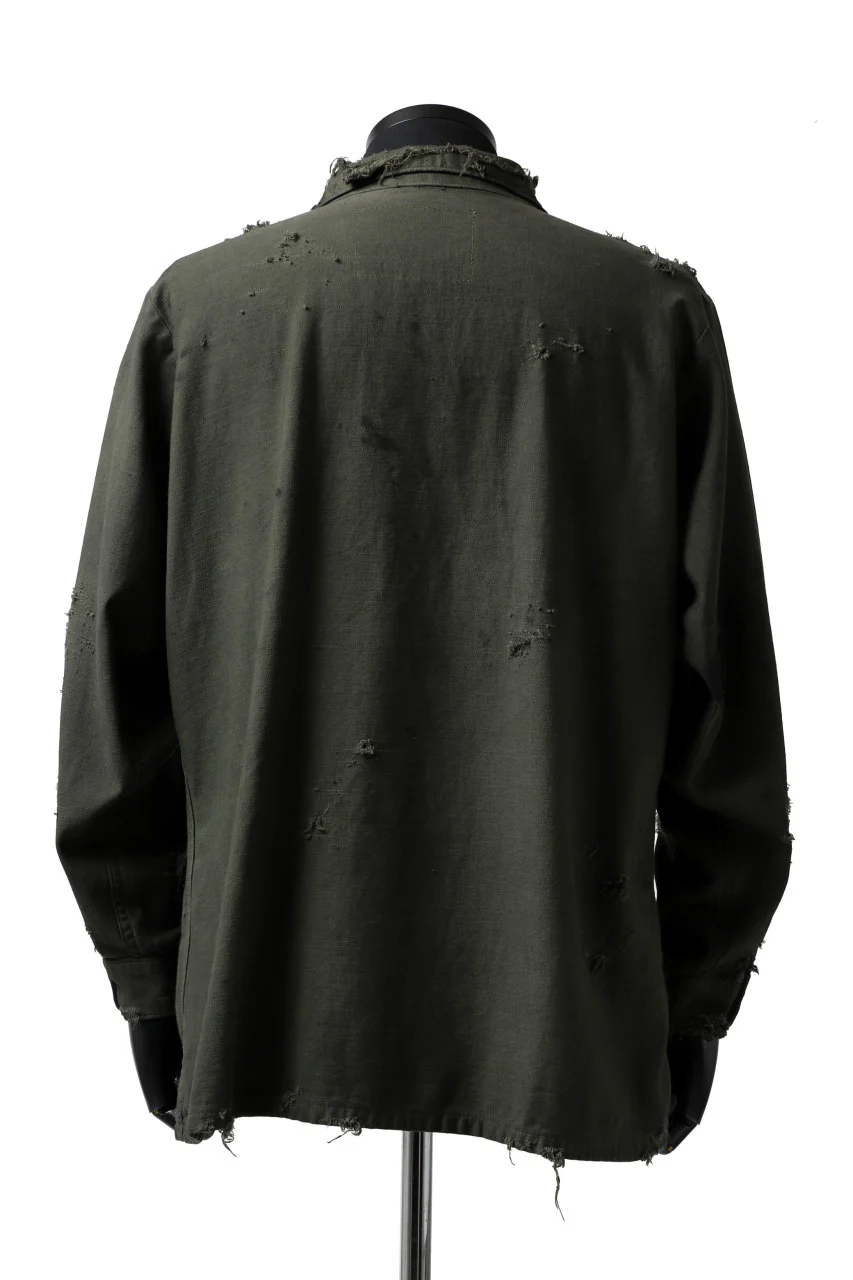 RESURRECTION HANDMADE distressed army shirt (DYEING KHAKI) - Image 14