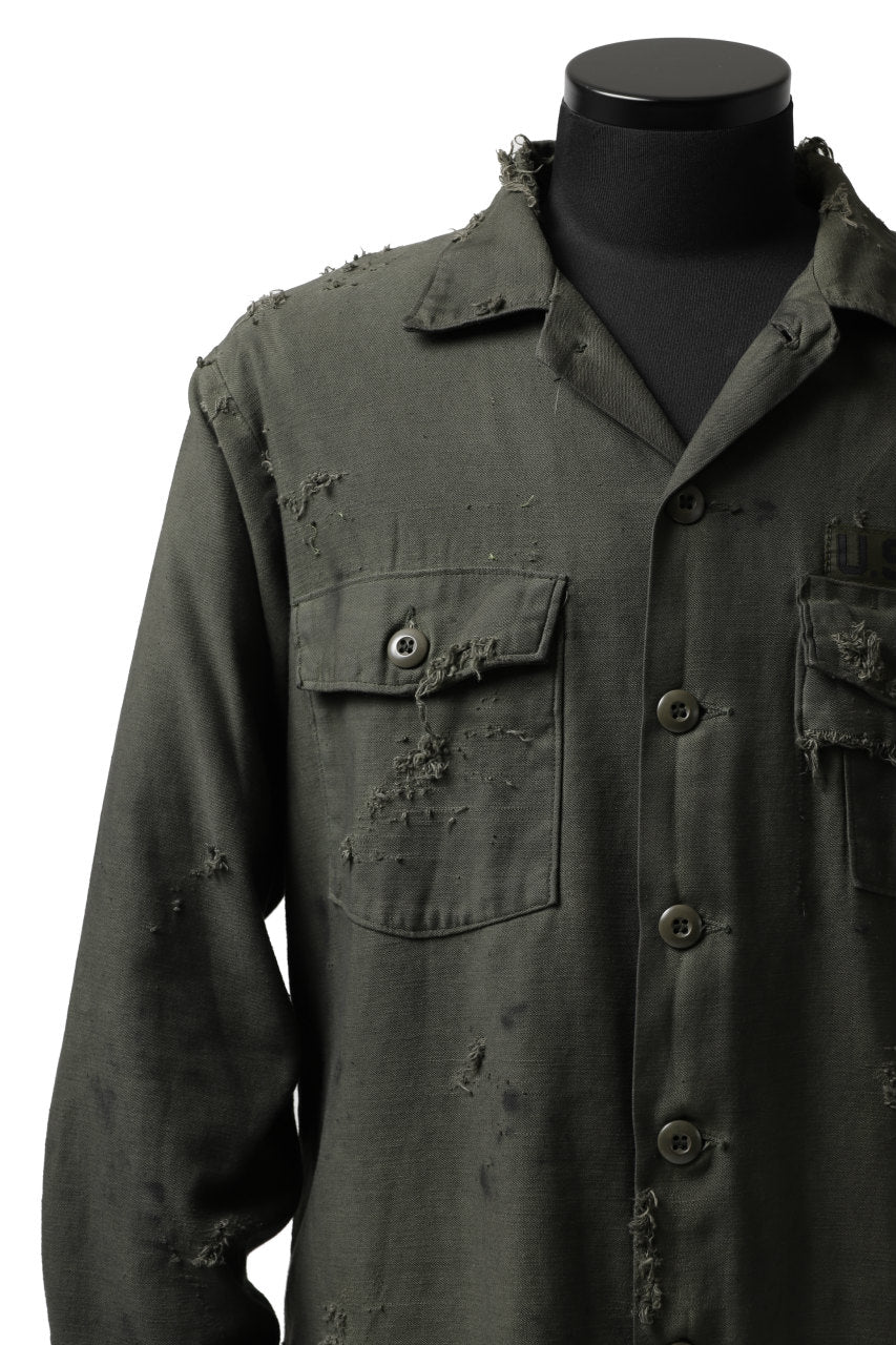 RESURRECTION HANDMADE distressed army shirt (DYEING KHAKI) - Image 15