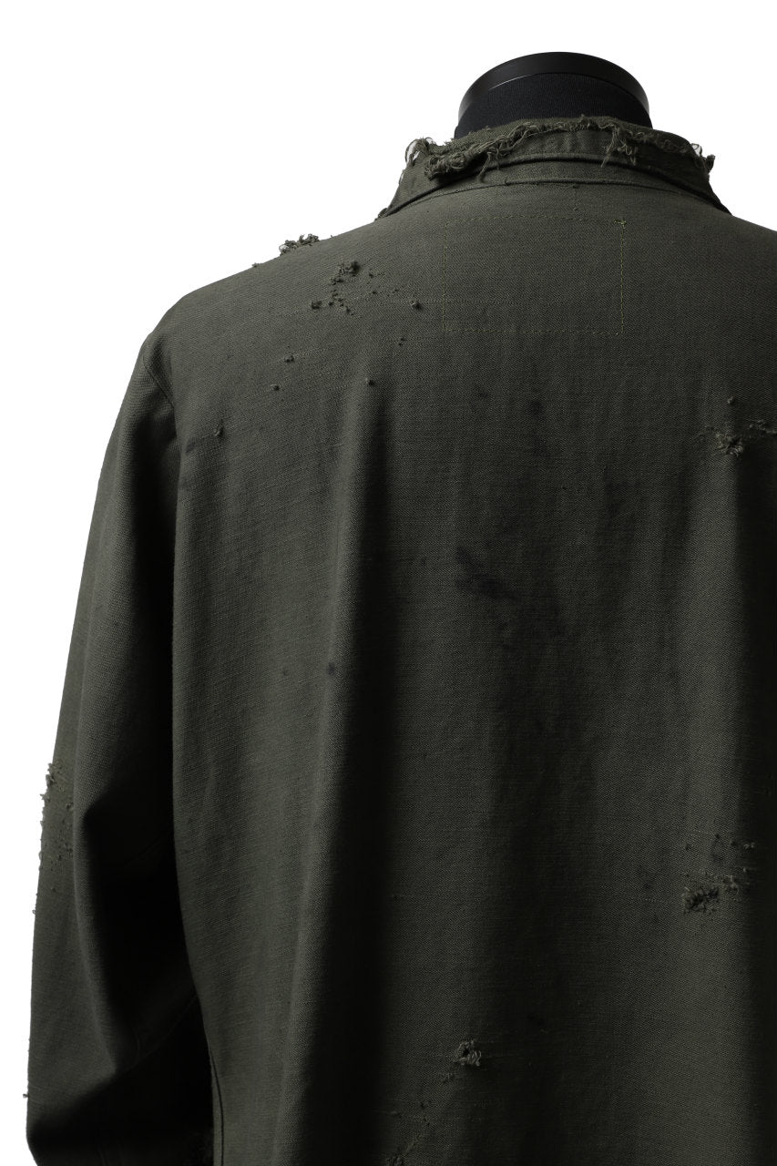 RESURRECTION HANDMADE distressed army shirt (DYEING KHAKI) - Image 19