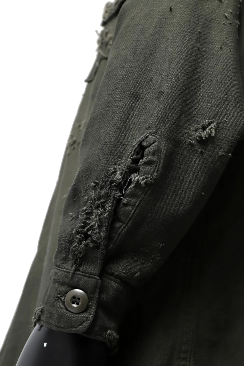RESURRECTION HANDMADE distressed army shirt (DYEING KHAKI) - Image 20