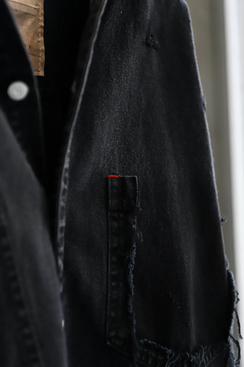 RESURRECTION HANDMADE distressed denim coverall shirt (DYEING BLACK INDIGO) - Image 24