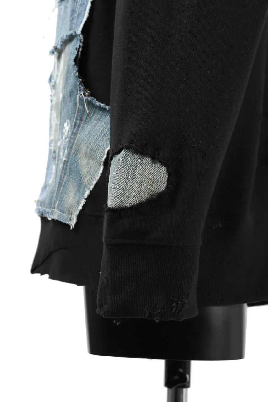 RESURRECTION HANDMADE remake sweat L/S with vintage denim pocket (BLACK#B) - Image 20