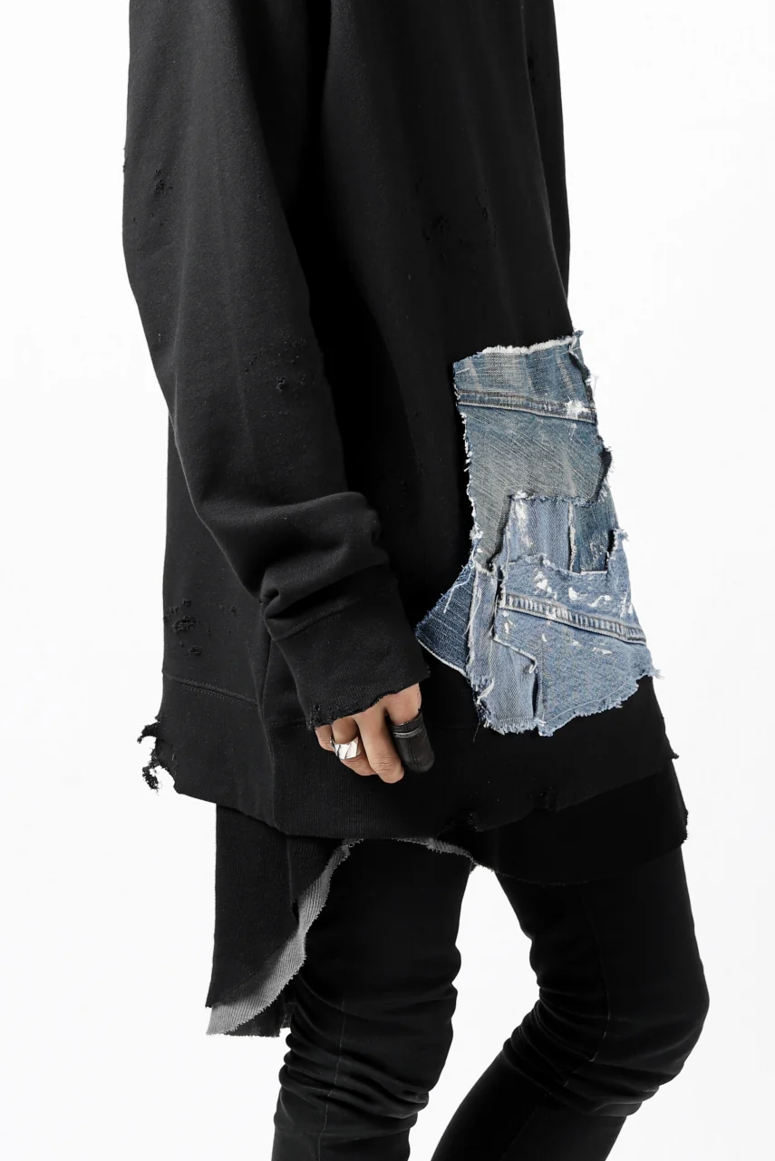 RESURRECTION HANDMADE remake sweat L/S with vintage denim pocket (BLACK#C) - Image 21