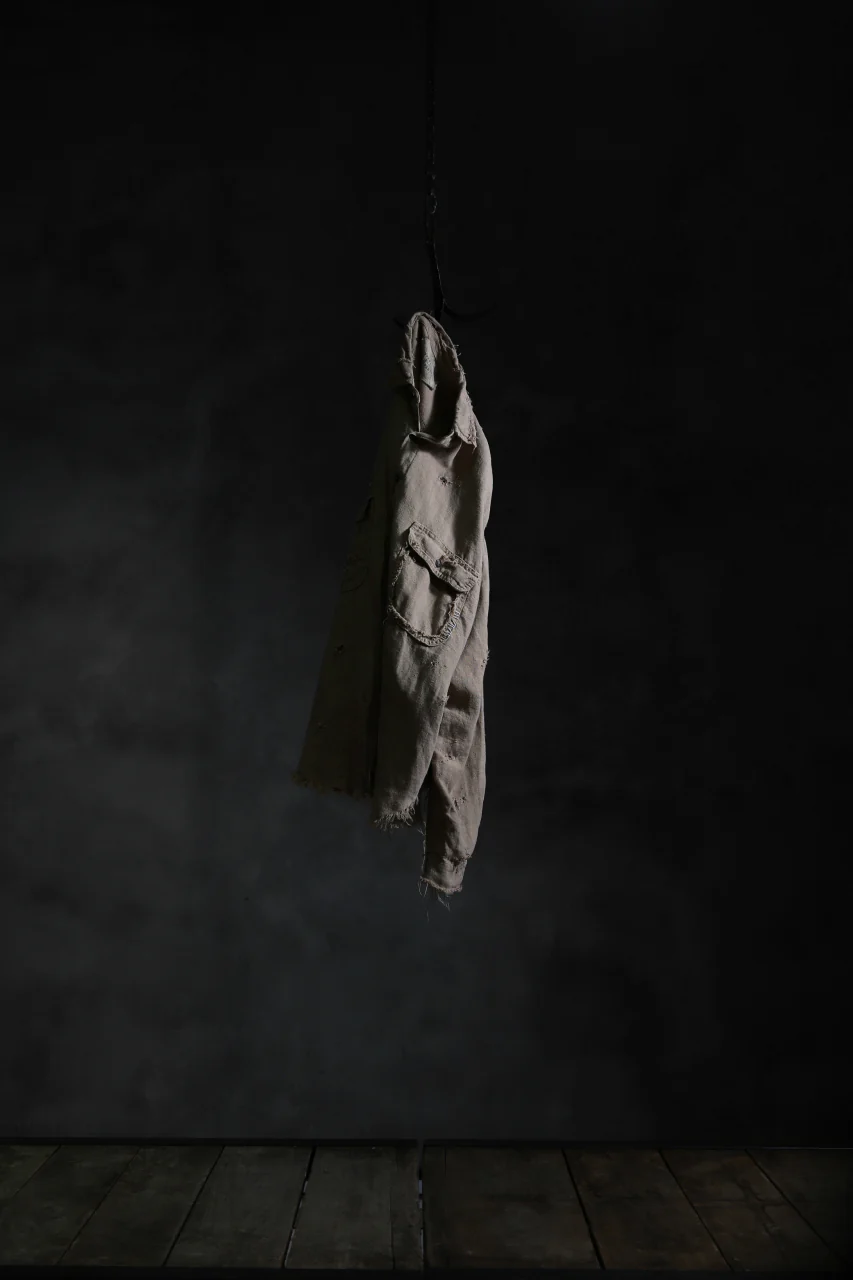 RESURRECTION HANDMADE vintage damage linen work shirt (SAND BEIGE) - Image 21