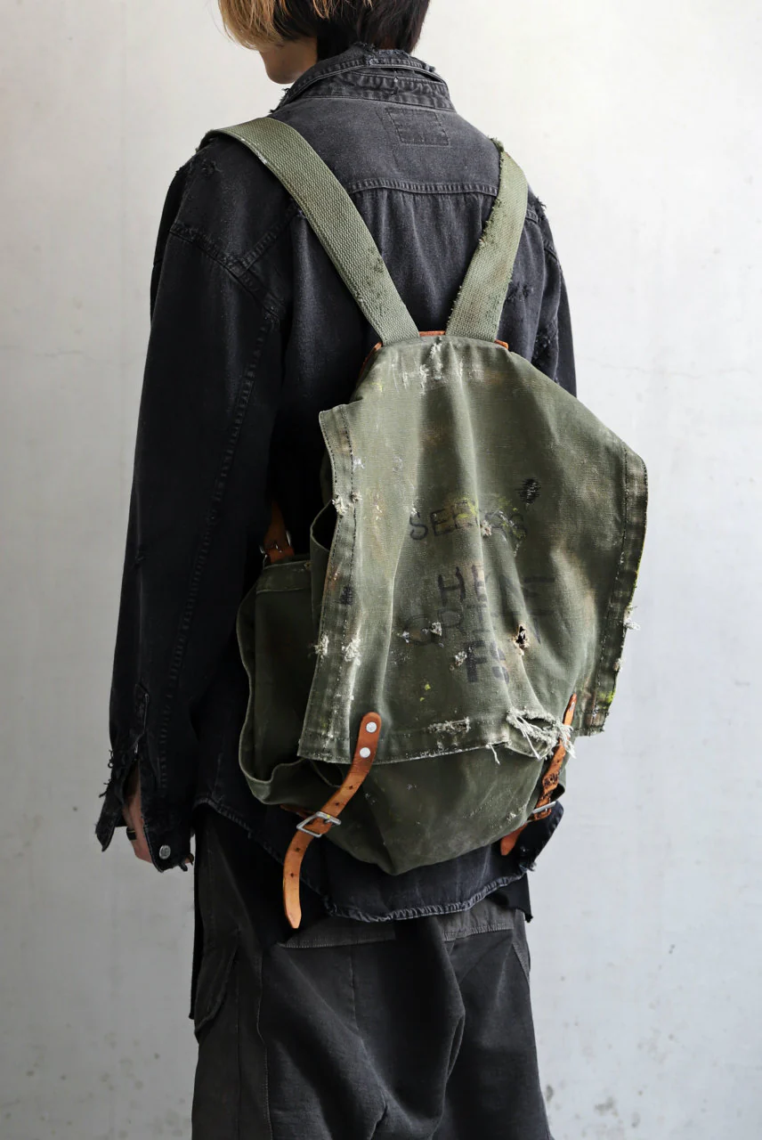 RESURRECTION HANDMADE vintage re-production back pack (KHAKI) - Image 3