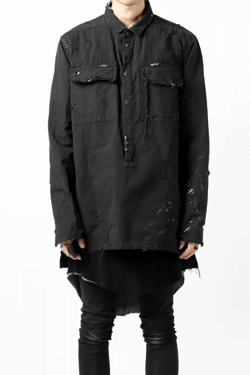 RESURRECTION x LOOM Re-production ARMY SMOCK SHIRT-JACKET (BLACK) - Image 19