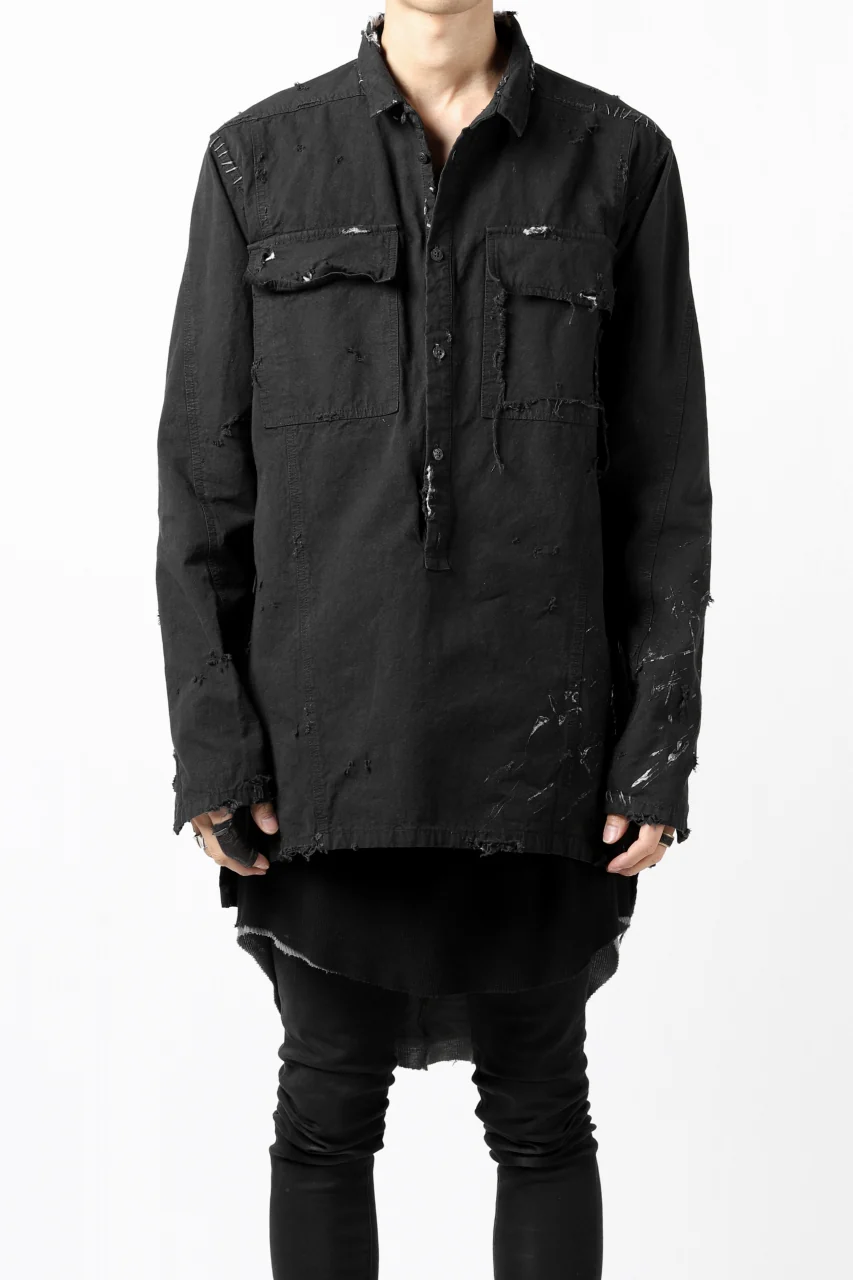 RESURRECTION x LOOM Re-production ARMY SMOCK SHIRT-JACKET (BLACK) - Image 23