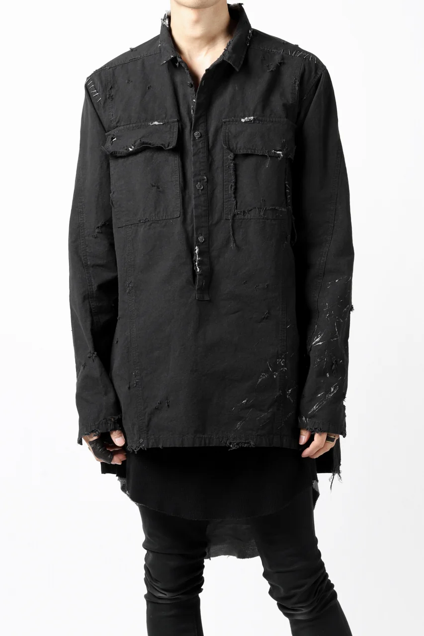 RESURRECTION x LOOM Re-production ARMY SMOCK SHIRT-JACKET (BLACK) - Image 26