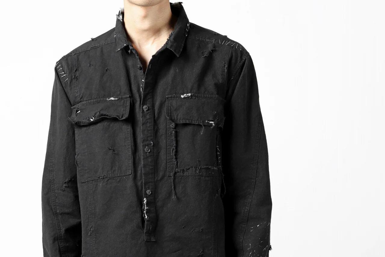 RESURRECTION x LOOM Re-production ARMY SMOCK SHIRT-JACKET (BLACK) - Image 34