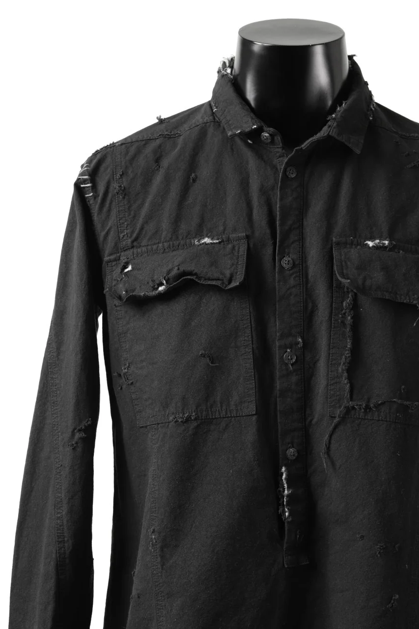 RESURRECTION x LOOM Re-production ARMY SMOCK SHIRT-JACKET (BLACK) - Image 4