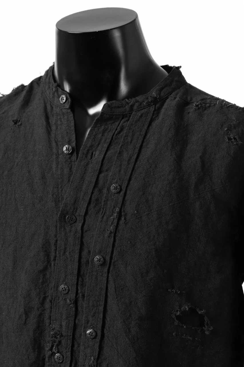 RESURRECTION x LOOM Re-production ASYMMETRY LINEN SHIRT (BLACK) - Image 10