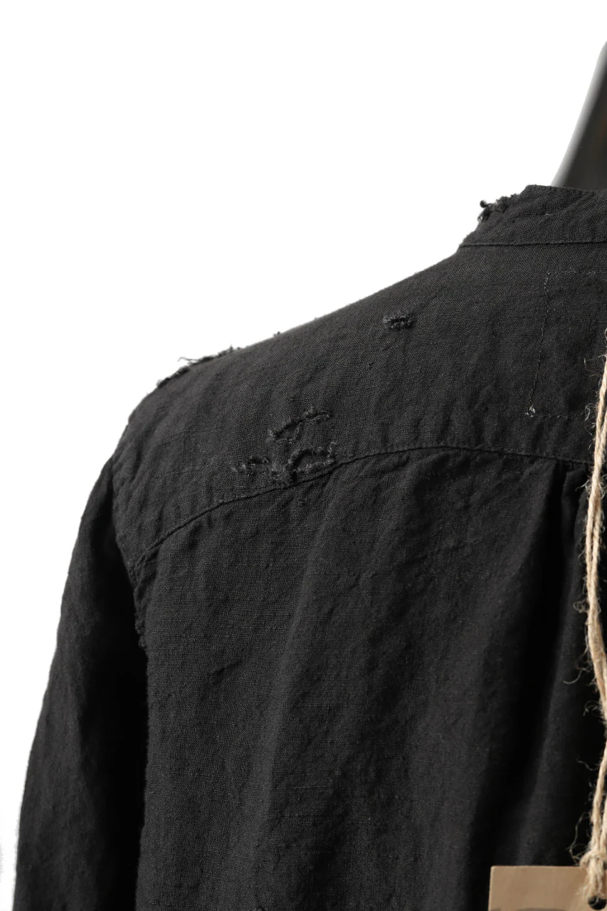 RESURRECTION x LOOM Re-production ASYMMETRY LINEN SHIRT (BLACK) - Image 14