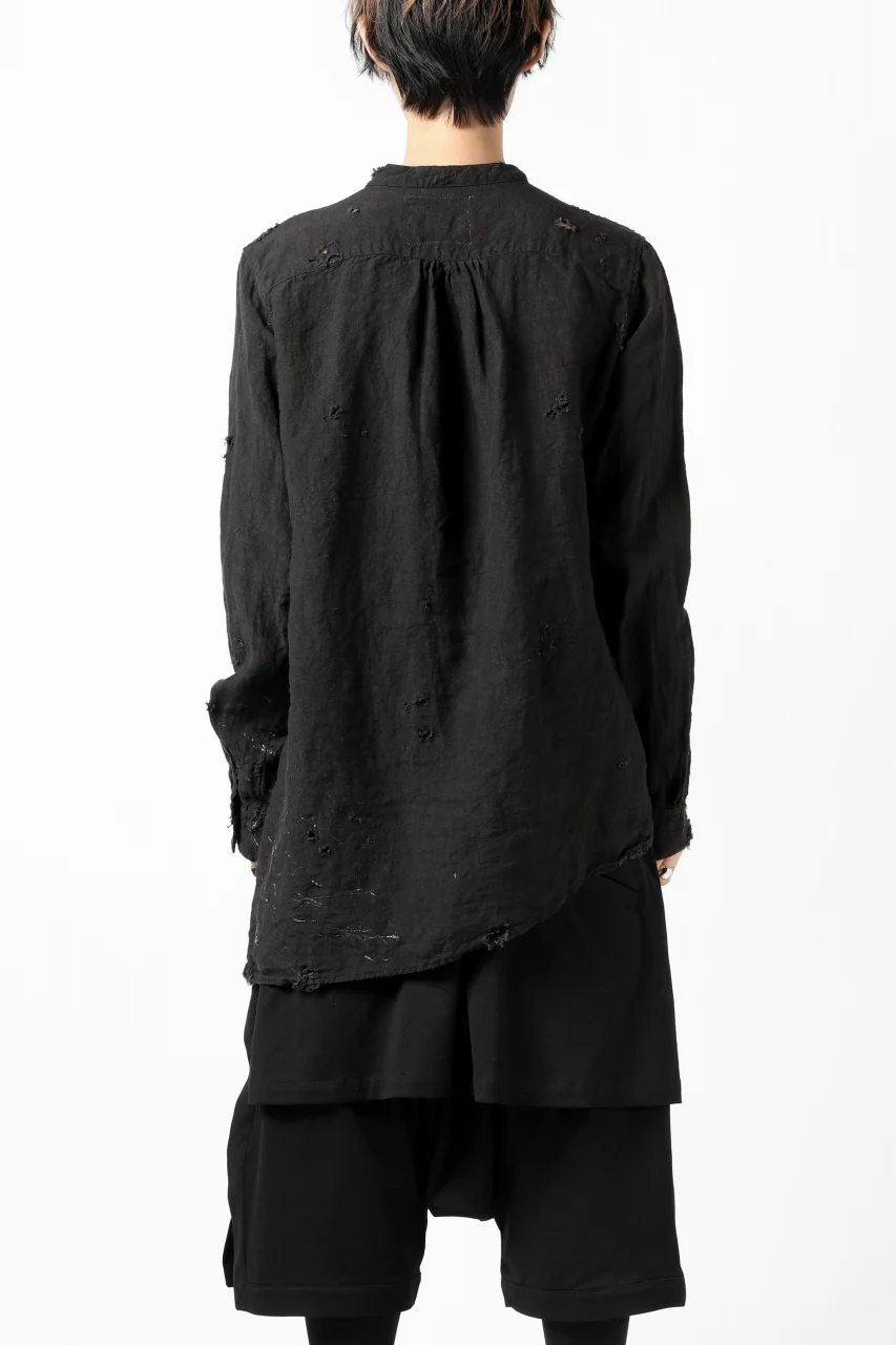 RESURRECTION x LOOM Re-production ASYMMETRY LINEN SHIRT (BLACK) - Image 20