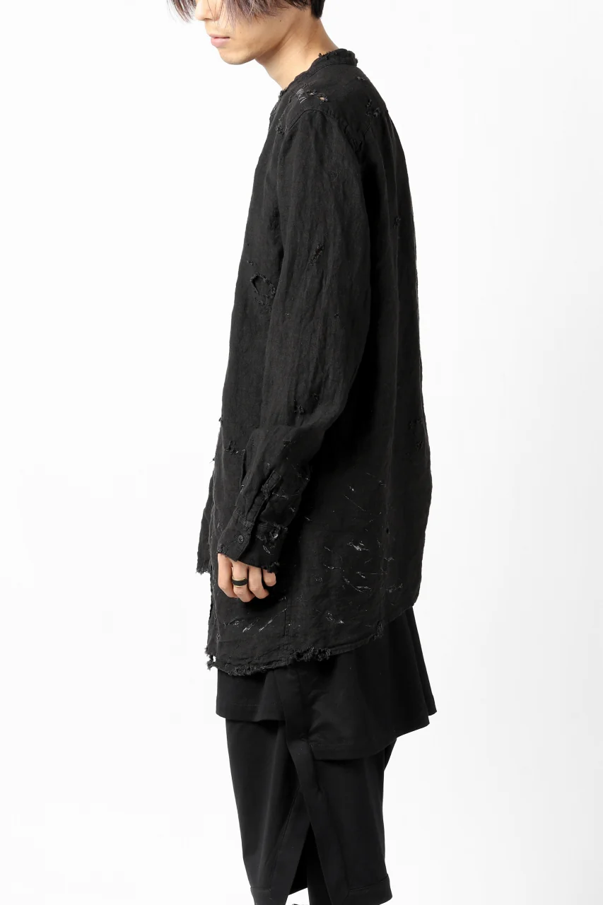 RESURRECTION x LOOM Re-production ASYMMETRY LINEN SHIRT (BLACK) - Image 21