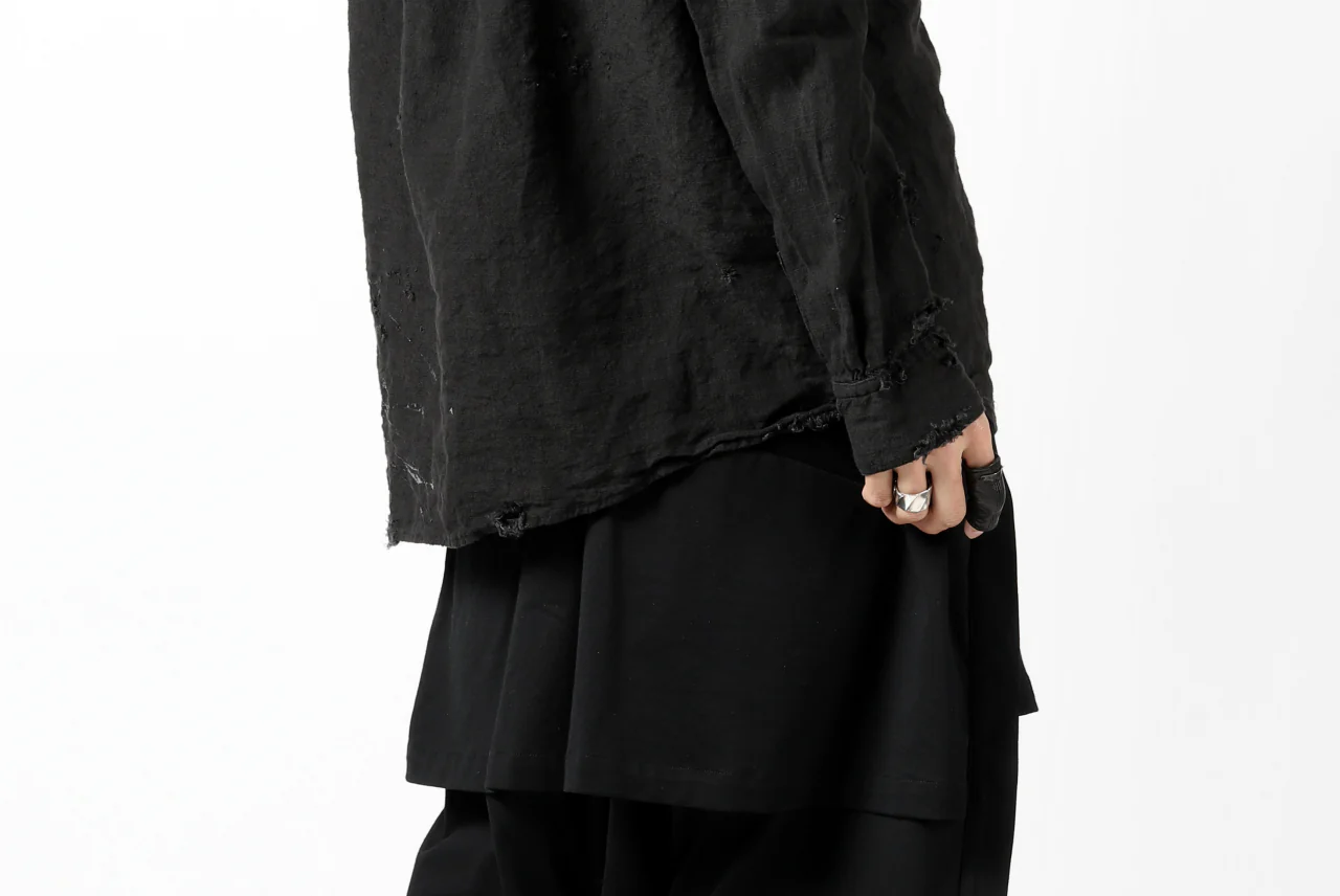 RESURRECTION x LOOM Re-production ASYMMETRY LINEN SHIRT (BLACK) - Image 30