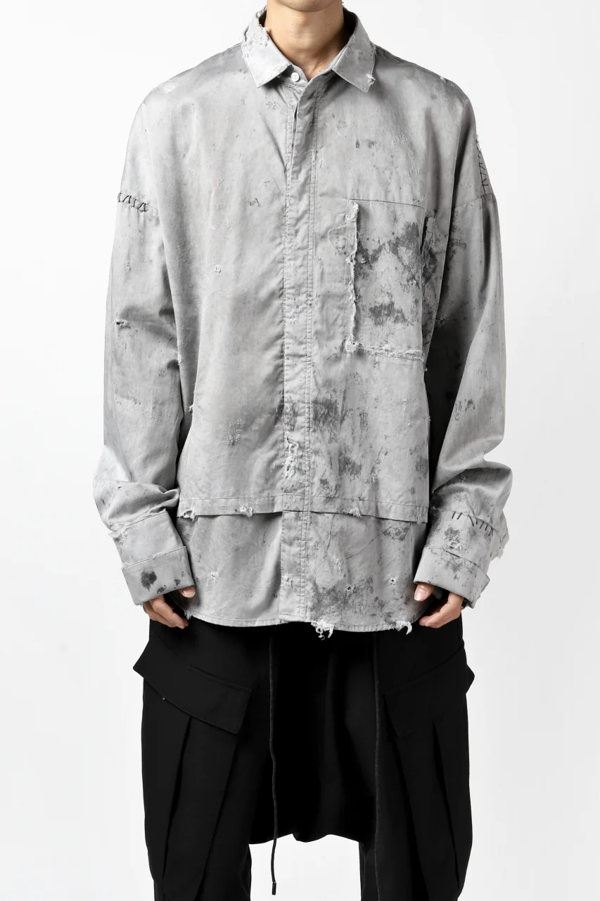 RESURRECTION x LOOM Re-production DYEING OVERFIT SHIRT (GRAY) - Image 16