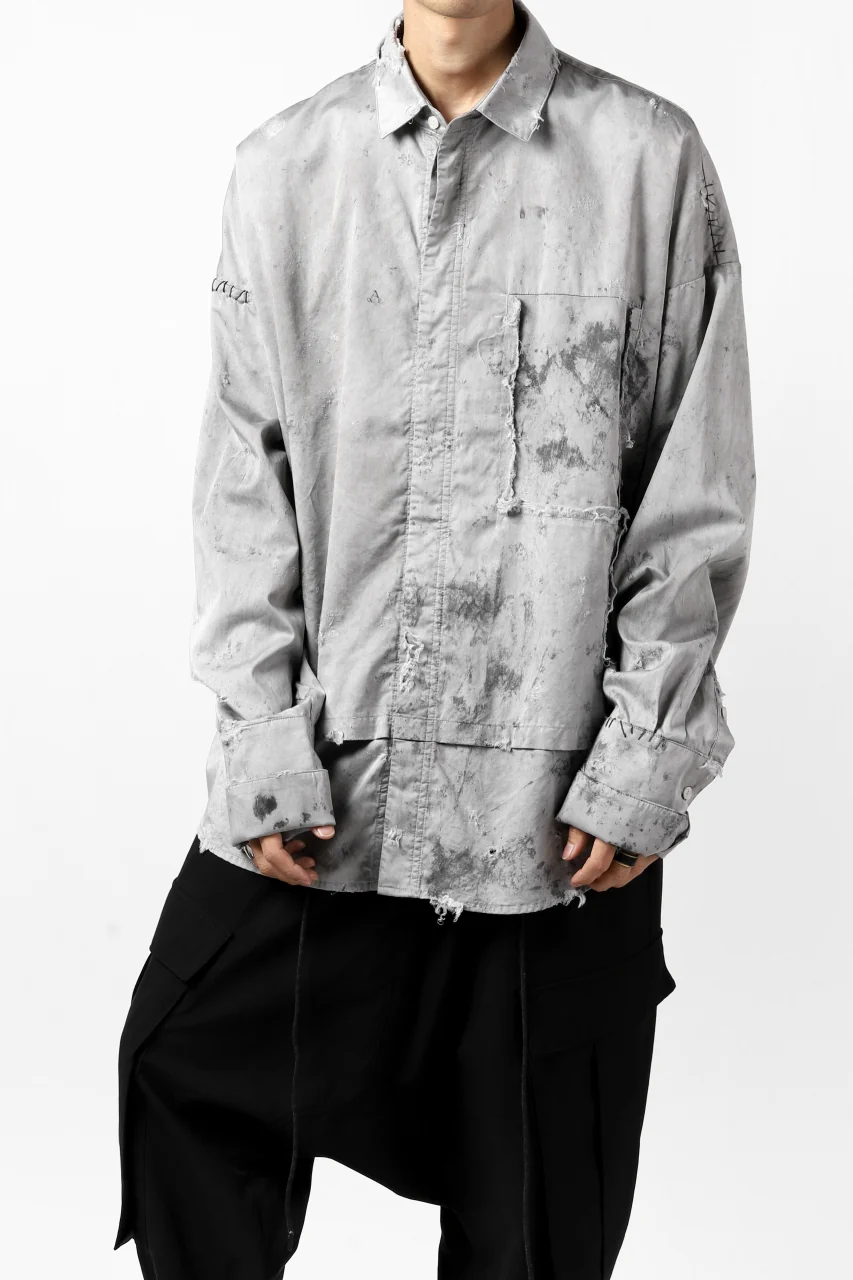 RESURRECTION x LOOM Re-production DYEING OVERFIT SHIRT (GRAY) - Image 17
